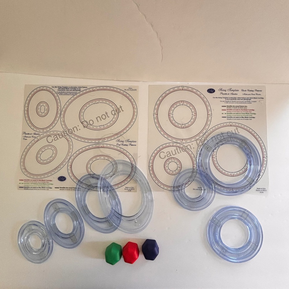 Creative Memories Custom Cutting System Lot Circle Oval Patterns Blades